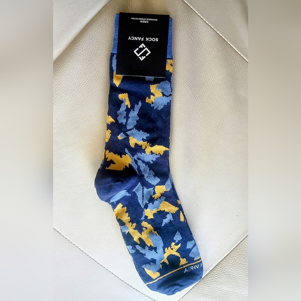Sock Fancy Navy Tiger Camo Crew Socks Fits Men's Sizes 8-14